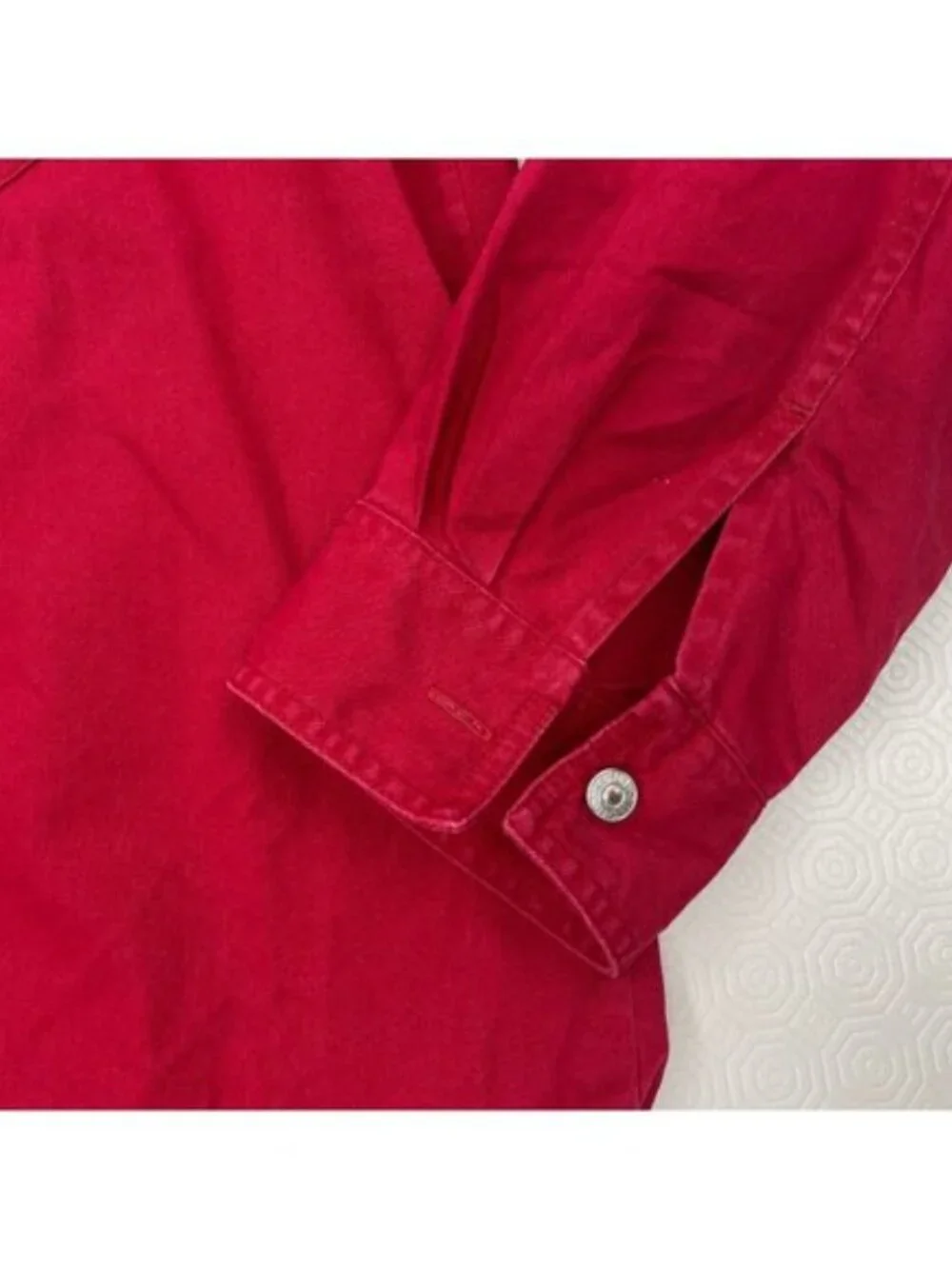 Levi's Red Cotton Denim Jean Western Cowboy Button Down Shirt Men's XL
